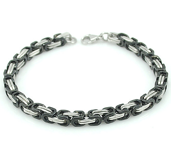 Kejsarlänk -Armband i rostfritt stål -Silver/Svart 5mm resp 8mm