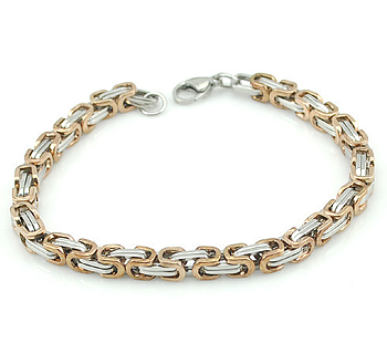 Kejsarlänk -Armband i rostfritt stål -Silver/Roséguld 5mm resp 8mm