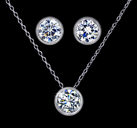 Smyckeset  "The Eye" med Cubic Zirconia Solitaire samt i Platinumplätering