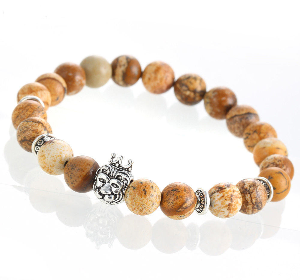 Armband "Buddha -Lion" -Brun/Silver