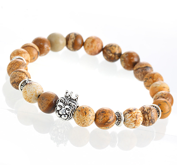 Armband "Buddha -Lion" -Brun/Silver
