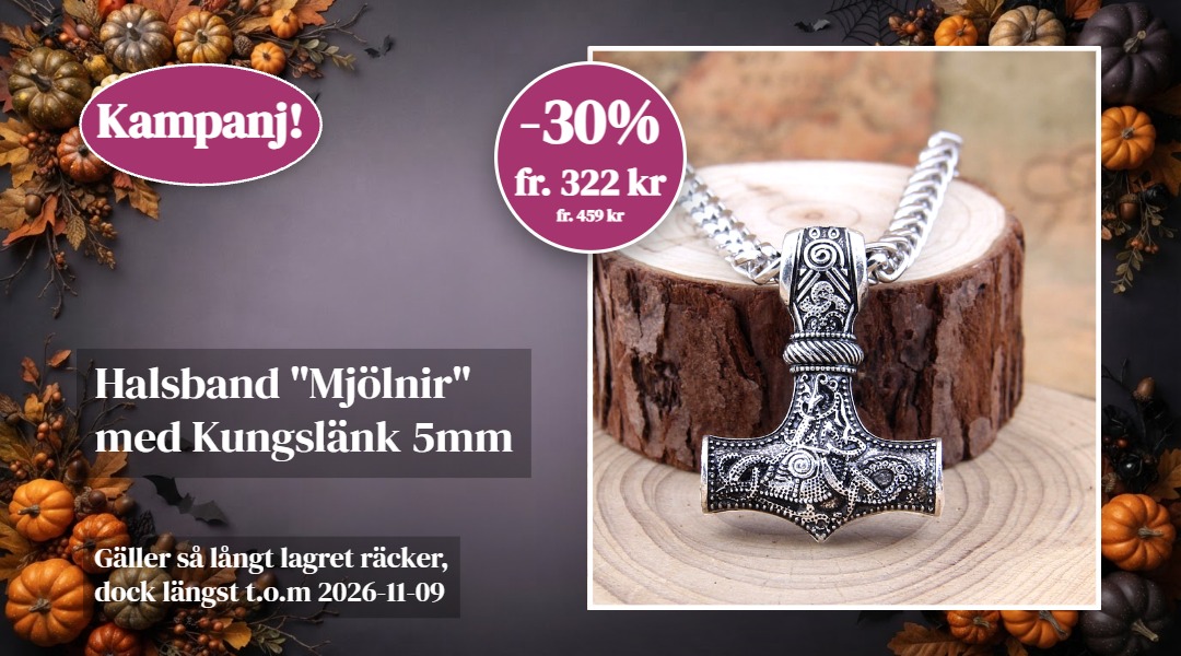 Halsband "Mjölnir" med Kungslänk 5mm -längd  50 resp. 70 cm