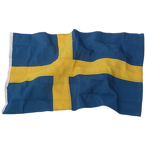 Bilflagga Sverige 30 x 19 cm, med kanal/tunnel