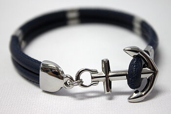 New Haven Anchor Leather Bracelet