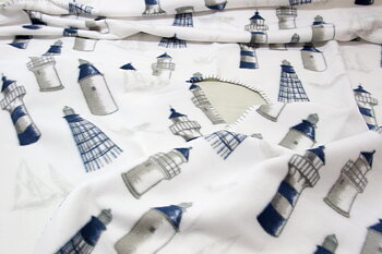 Fleece Poncho with Lighthouses 120 x 160 cm