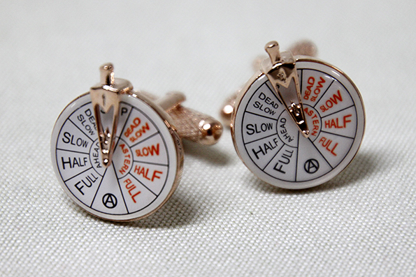 Machine Telegraph Cufflinks Gold