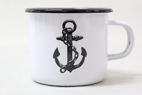 Enamel Mug with motifs of Anchor 8x8 cm