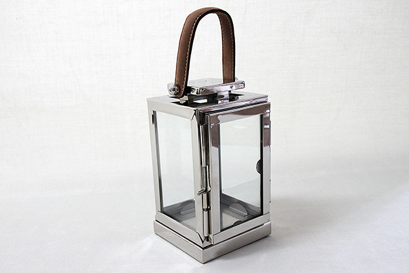 Ljuslykta Metall & Glas 12x12x23 cm