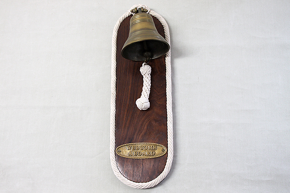 Ship's Clock on wooden plate 50x16 cm