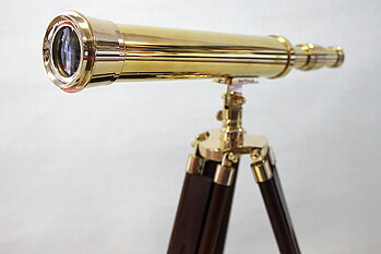 Tubular binoculars in brass with tripod stand 15x50