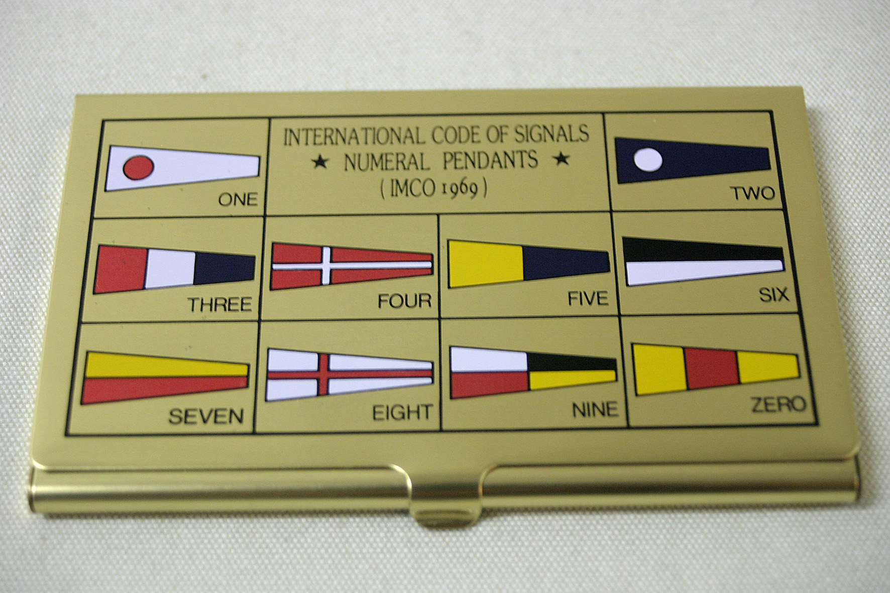 Business card box motif signal flags