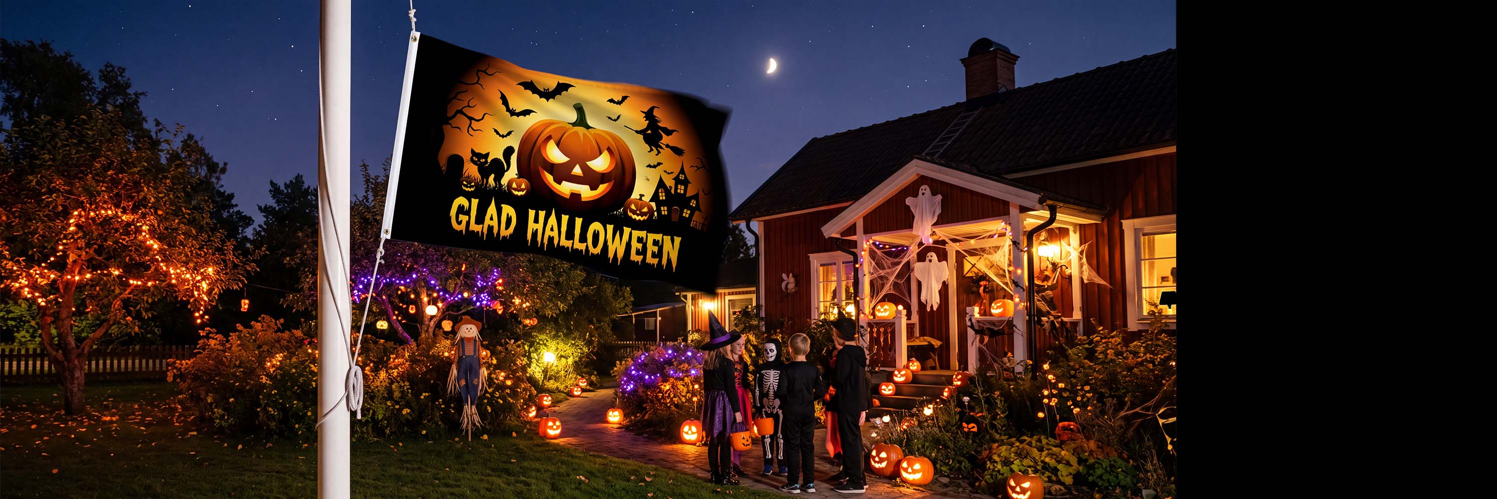 Snart är Halloween här! Ladda upp med en flagga. Vi har dem här.