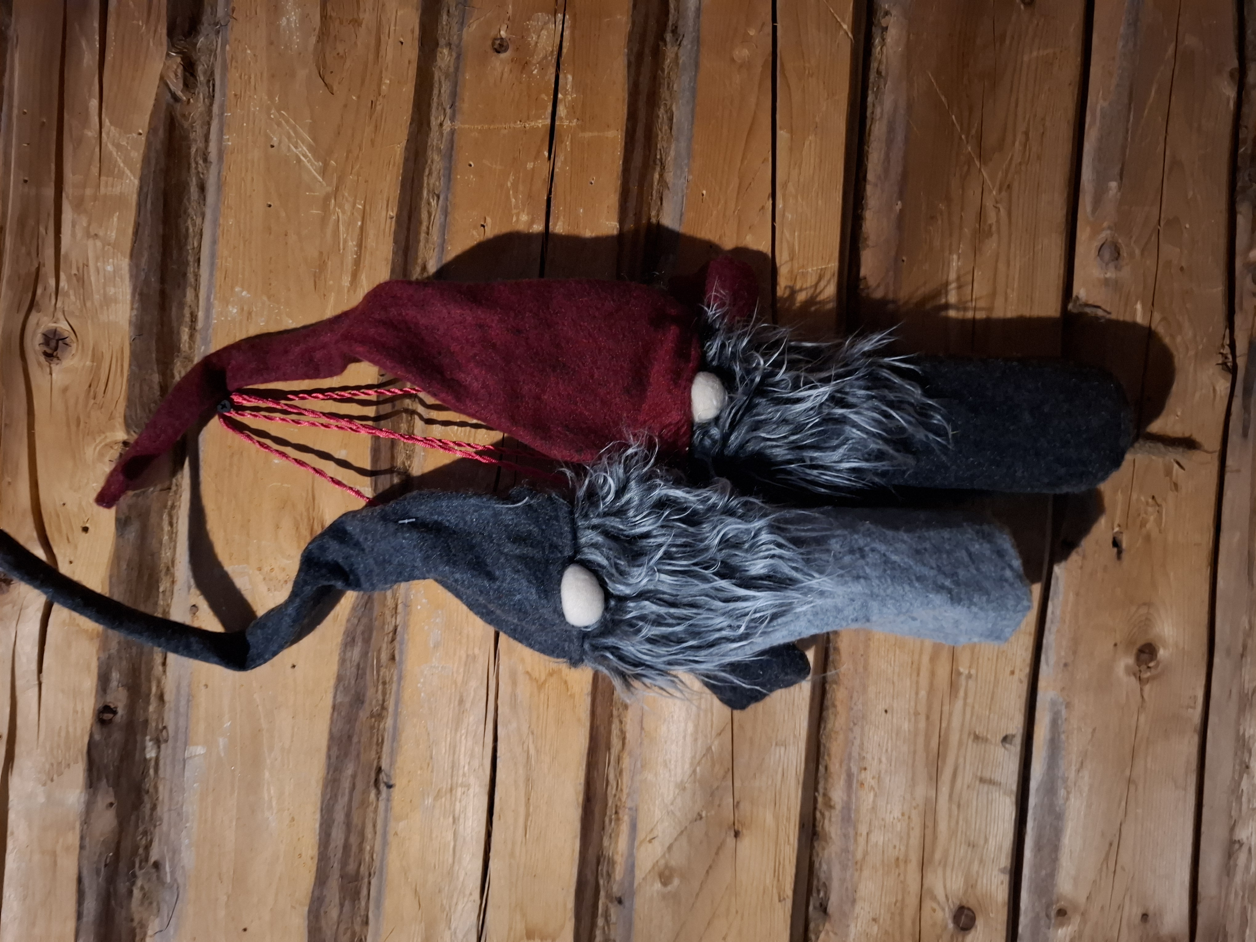 Flaskpåse -Tomte med grå luva