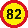 Hastighetsmärke 82 + 83 km/h