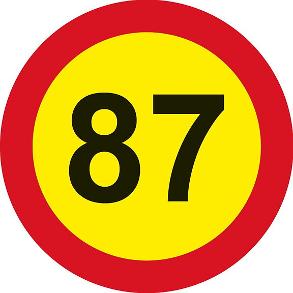 Hastighetsmärke 86 + 87 km/h