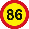 Hastighetsmärke 86 + 87 km/h
