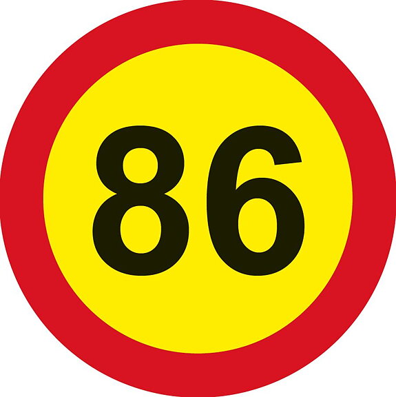 Hastighetsmärke 86 + 87 km/h