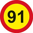 Hastighetsmärke 91 + 92 + 93 km/h