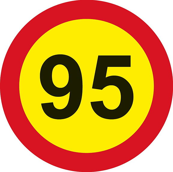 Hastighetsmärke 94 + 95 + 96 km/h