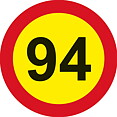 Hastighetsmärke 94 + 95 + 96 km/h