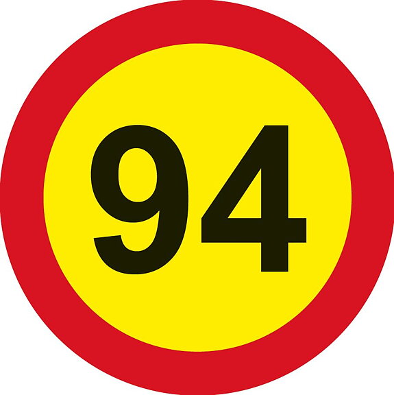 Hastighetsmärke 94 + 95 + 96 km/h