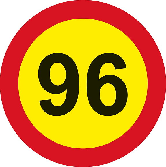 Hastighetsmärke 94 + 95 + 96 km/h