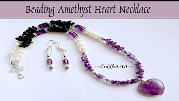 #DIY Videos Smyckestillverkning:  Ametisthjärta - Amethyst Heart Pendant - Beading Jewellery Necklace Design