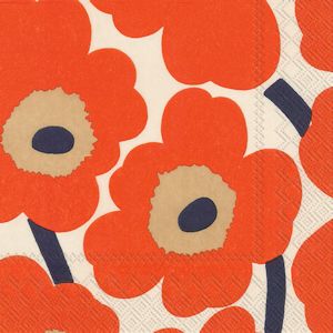 Unikko Cream Red servett från Marimekko 