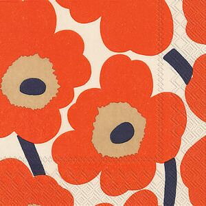 Unikko Cream Red servett från Marimekko 