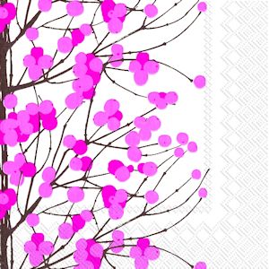 Lumimarja rosa/vit servett från Marimekko
