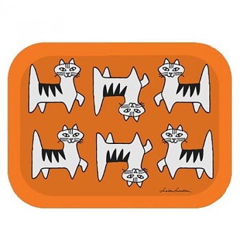 Katten Felix orange bricka av Lisa Larson