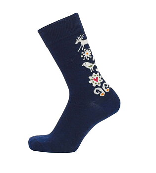 Birds light navy strumpor i ull 