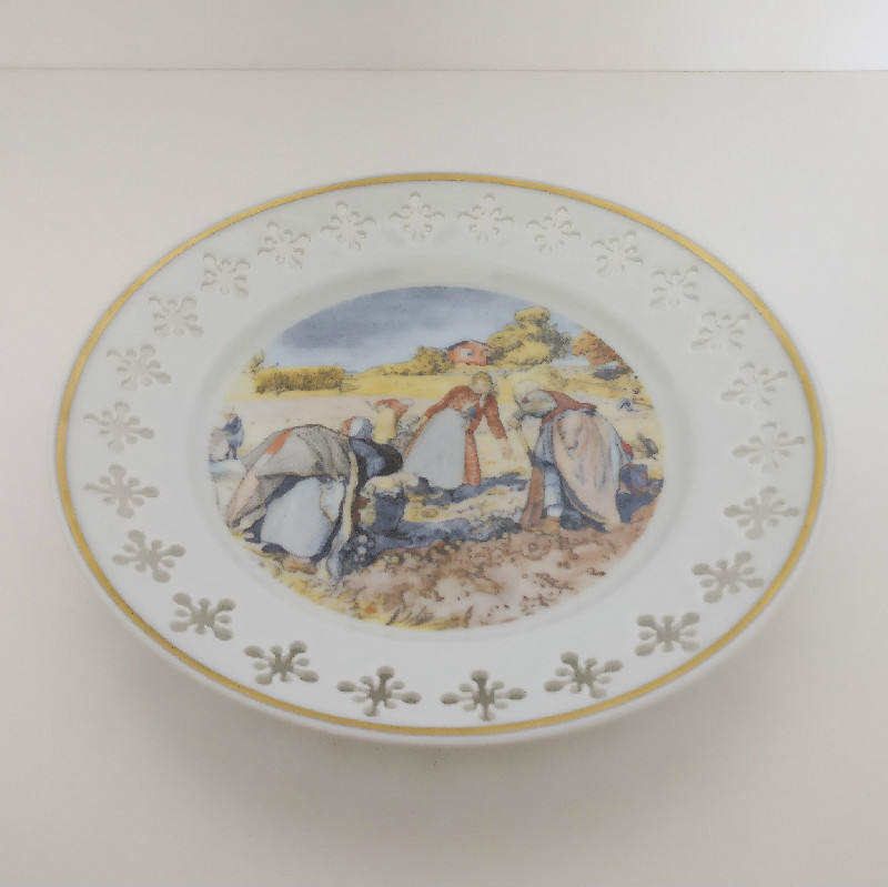 Carl Larsson assiett med motiv Potatisupptagning från Bing & Grøndahl