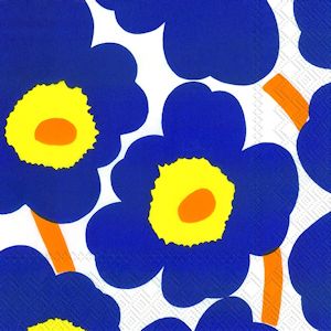 Unikko blå-gul servett från Marimekko 