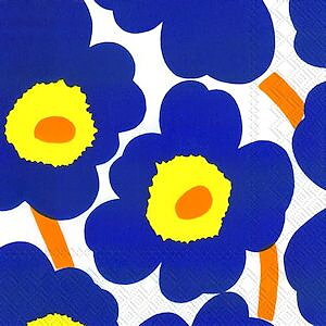 Unikko blå-gul servett från Marimekko 
