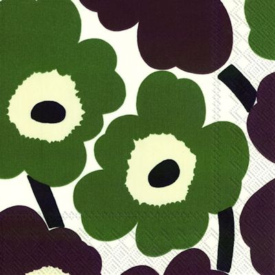 Unikko grön-brun servett från Marimekko 