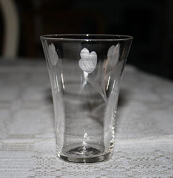 Glas - Selterglas - Etsad dekor - Tulpaner