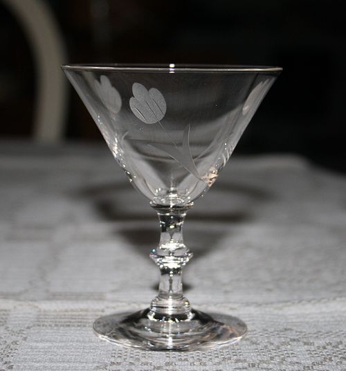 Glas - Madeira - Sherry - Etsad dekor - Tulpaner