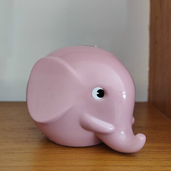 Pastell rosa sparelefant liten