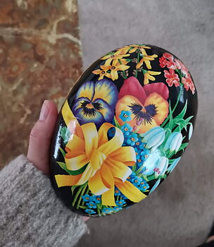 Påskägg svart blomma 15 cm