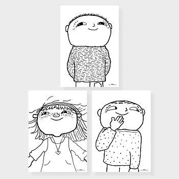 Alfons, Milla & Viktor - Poster i set om tre
