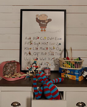 Alfons alfabet - Poster Vit - Gul