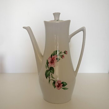Kaffekanna med rosa blomdekor från Upsala Ekeby - Karlskrona