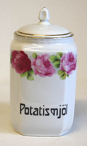 Porslin - Speceriburk - Potatismjöl - Rosa blommor