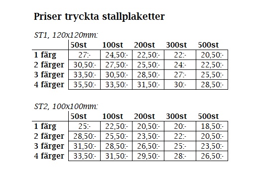 Stallplaketter - 2