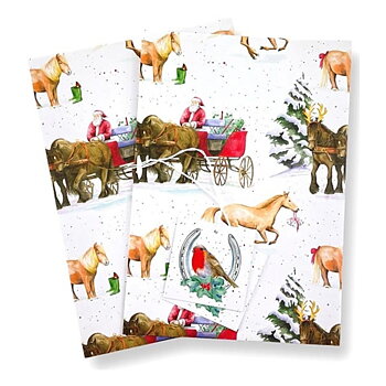 Christmas Wrap Horse Motif The Arty Penguin Horse And Carriage
