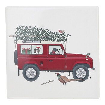 Coaster Emma Lawrence Designs X-mas Red Landrover & Dog