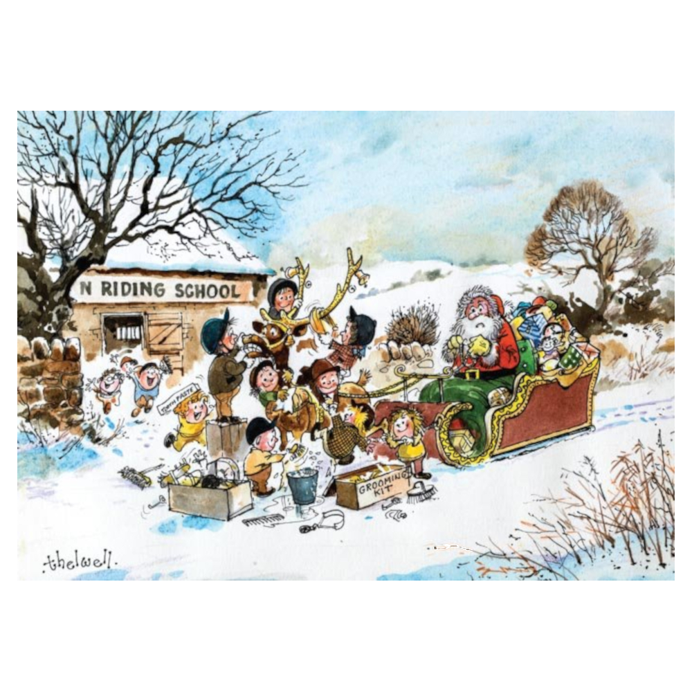 Christmas Card Thelwell Horse Motif Reindeer Handwash