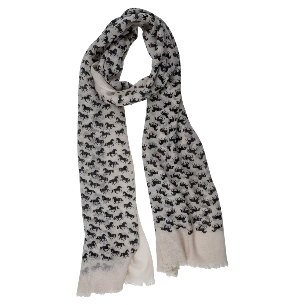 Scarf AWST Intl Galloping Horses Tan