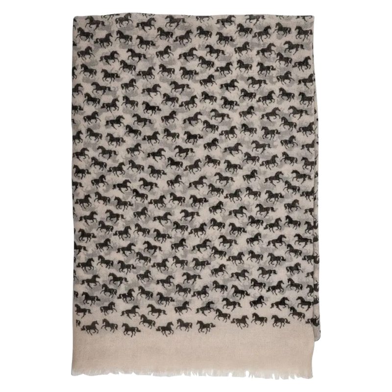 Scarf AWST Intl Galloping Horses Tan - 2
